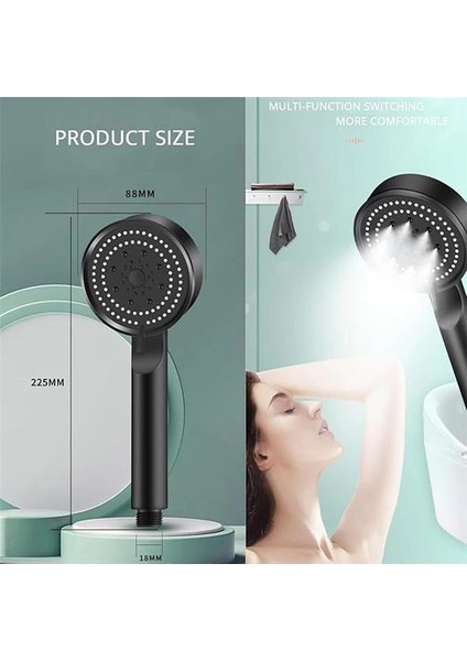 Glee Turbo 5 Fonksiyonlu Mafsallı Duş Seti - Örgülü Hortum ve Askılık (Siyah) fırsatları