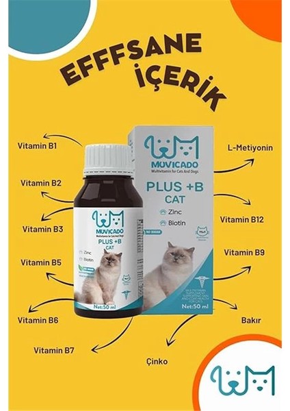 Kedi Tüy Sağlığı Damlası Plus +B Kediler Için Tüy ve Tırnak Sağlığını Destekleyen modelleri