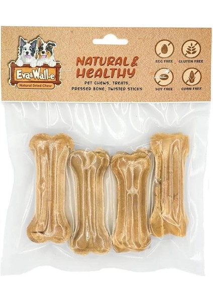 & Wall-E And Doğal Köpek Pres Kemiği Naturel 4 Adet 7cm Küçük Irk ve Yavru Köpekler Için 20-25