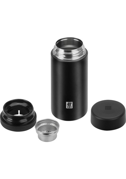 Thermo Çay Demlikli Matara, Paslanmaz Çelik, Siyah, 420 ml 3lü Paket indirimleri