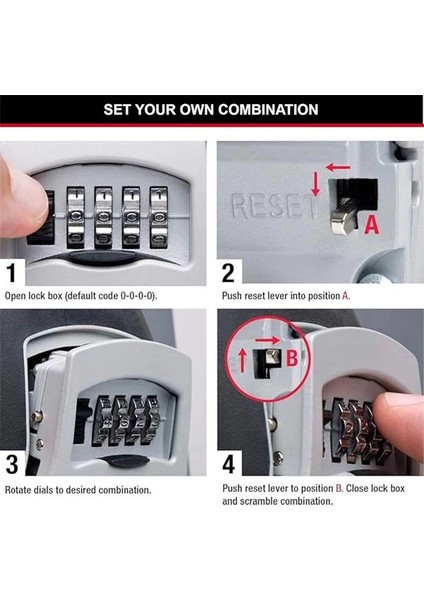 Duvar Montajı Için Sayı Kombinasyonlu Kilitli Kasa/kilitli Kasa, Gri/siyah, Anahtarınızı
