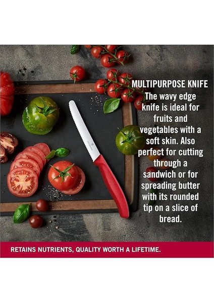 6.7831 Swissclassic 11CM Domates & Sosis Bıçağı, Paslanmaz Çelik Kirmizi, Classic fırsatları