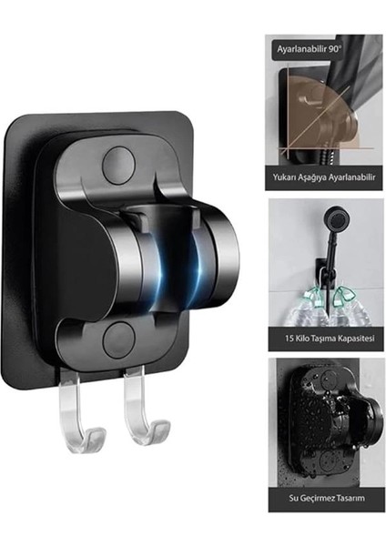 Duş Başlığı Tutucu Yapışkanlı Ayarlanabilir El Duş Tutacağı Delme Yok Duvara Monte Suya
