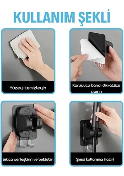 Duş Başlığı Tutucu Yapışkanlı Ayarlanabilir El Duş Tutacağı Delme Yok Duvara Monte Suya indirimleri