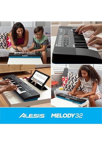 Melody 32 - Taşınabilir 32 Tuşlu Dijital Piyano Klavye, Dahili Hoparlör, 300 Entegre Ses, 40