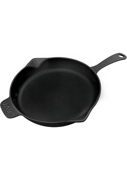Metal Döküm Yuvarlak Kızartma Tavası, Metal Kulplu, 28 Cm, Siyah
