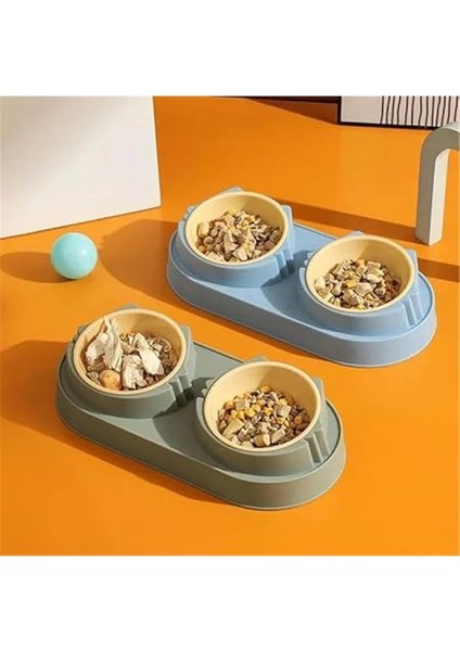 Çift Bölmeli Kedi Köpek Mama ve Su Kabı, Iki Hazneli Kedi Köpek Mama Kabı, Yükseltilmiş indirimleri