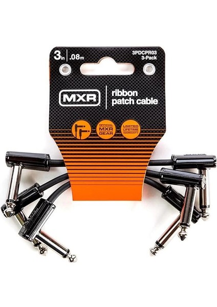 Jım Dunlop Şerit Yama Kablosu 3 "| 3"-3 Paket, 1/4-Inç Dik Açı (3PDCPR03)