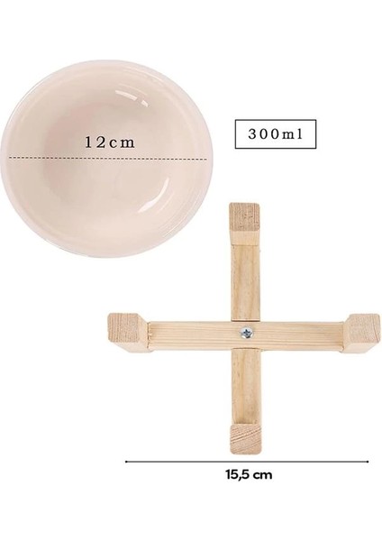 Mama Kabı, Ahşap Kedi Mama Kabı, (Iki Adet), Kedi Mama Su Kabı, Ahşap