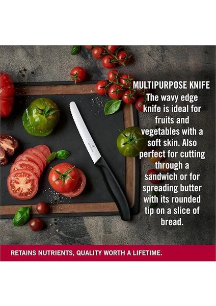 Vt 6.7833 Swiss Classic Siyah Tırtıklı Domates Sosis Bıçağı 11 cm fırsatları