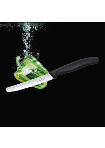 Vt 6.7833 Swiss Classic Siyah Tırtıklı Domates Sosis Bıçağı 11 cm