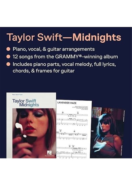Taylor Swift - Midnights: Easy Piano Songbook With Lyrics modelleri