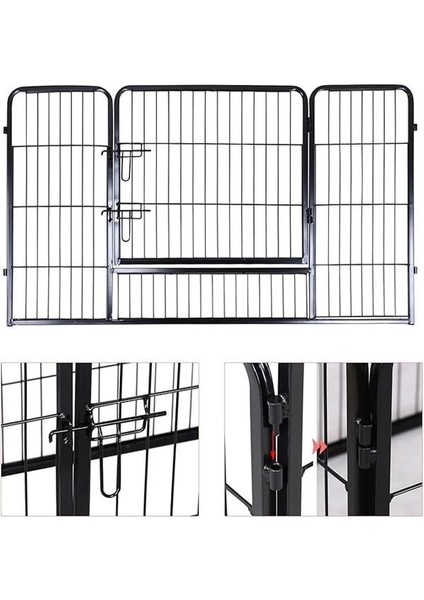 Evcil Hayvanlar Için Muhafaza, Köpek Yavrusu Çıkışı, Taşınabilir, 122 x 80 x 70 Cm, Siyah