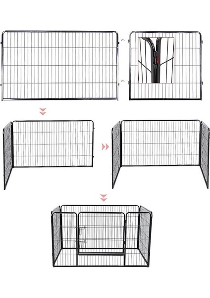 Evcil Hayvanlar Için Muhafaza, Köpek Yavrusu Çıkışı, Taşınabilir, 122 x 80 x 70 Cm, Siyah