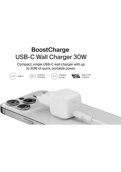 Boostcharge Power Adaptör Usb-C Compact 30 Watt WCA008KQWH indirimleri