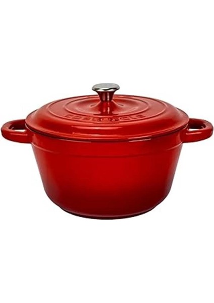 Döküm Yuvarlak Tencere Döküm Demir Kapak New Heritage Serisi Çap 22CM. Kırmızı
