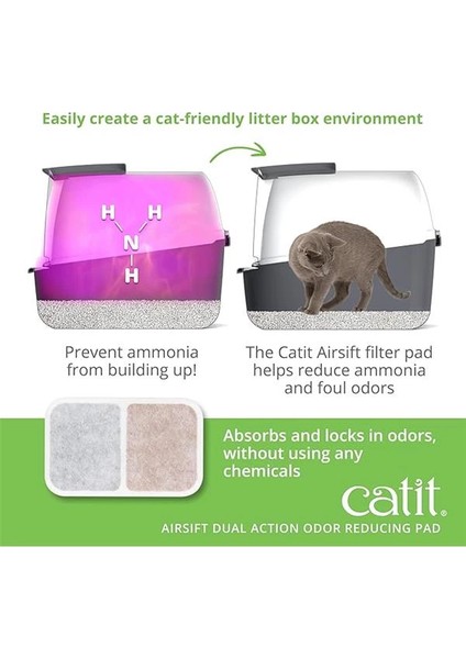 Catit Airsift Çift Etkili Hava Temizleme Pedi, 2'li Paket - Çöp Kutusu Kokularını Körfezde Tutmak