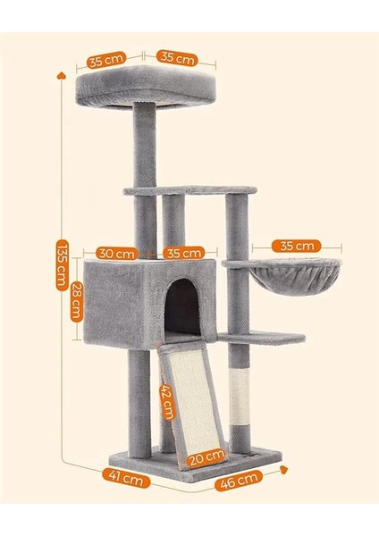 Tırmalama Ağacı, 135 cm Küçük Kedi Ağacı, Çok Katlı Pelüş Kedi Tırmalama Ağacı indirimleri