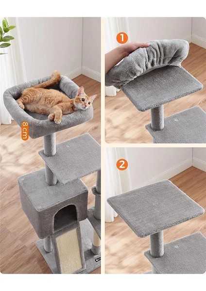 Tırmalama Ağacı, 135 cm Küçük Kedi Ağacı, Çok Katlı Pelüş Kedi Tırmalama Ağacı