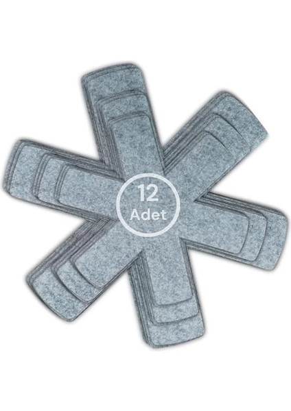 Beylini 12 Li Set Tencere Tava Koruyucu Borcam Çizdirmez Keçe Düzenleyici (Gri)