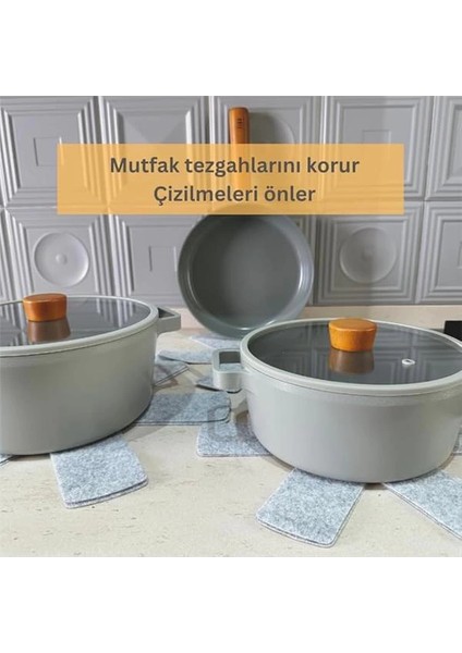 Beylini 12 Li Set Tencere Tava Koruyucu Borcam Çizdirmez Keçe Düzenleyici (Gri) fırsatları