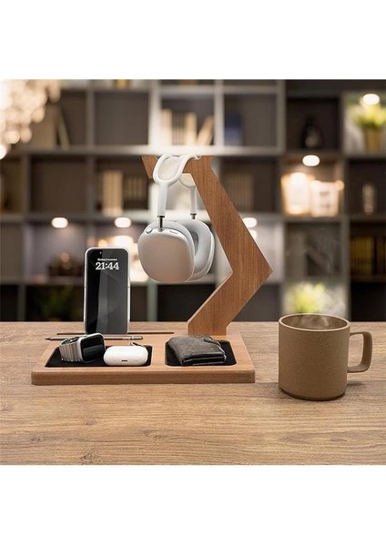 Kulaklık Tutucu Organizer, Oyuncu Kulaklık Standı, Ahşap Kulaklık Askısı