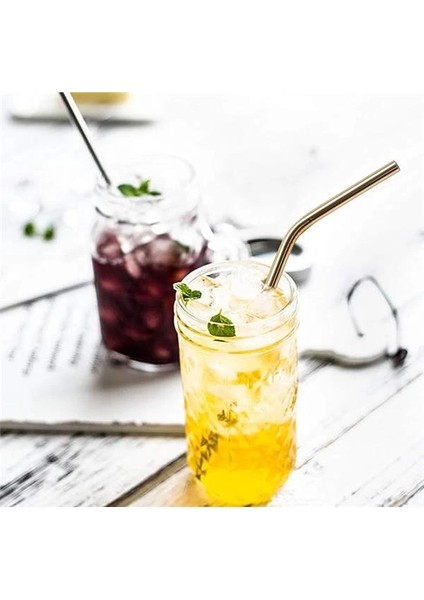 6'lı Paslanmaz Çelik Pipet + 3 Adet Temizleme Fırçası Gold modelleri