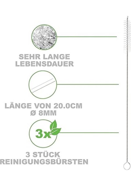 6'lı Paslanmaz Çelik Pipet + 3 Adet Temizleme Fırçası Gold
