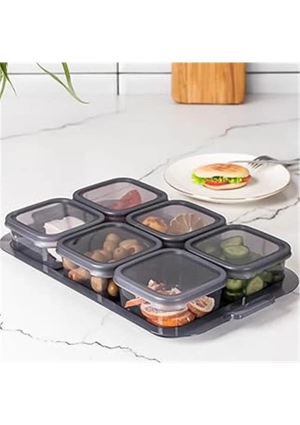 2043 Tepsili Kahvaltılık Kapaklı Kahvaltılık 6 Bölmeli Sızdırmaz Kapaklı Bölmeli Füme