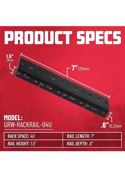 Rackworks Ağır Hizmet Çelik Raf Ray Seti; 4u Raf Boyutu (GRW-RACKRAIL-04U) indirimleri