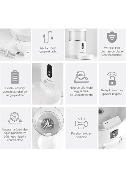 Kameralı ve Sesli Akıllı Mama Kabı Wi-Fi Destekli - Smart Pet Feeder - App ile Kontrol modelleri