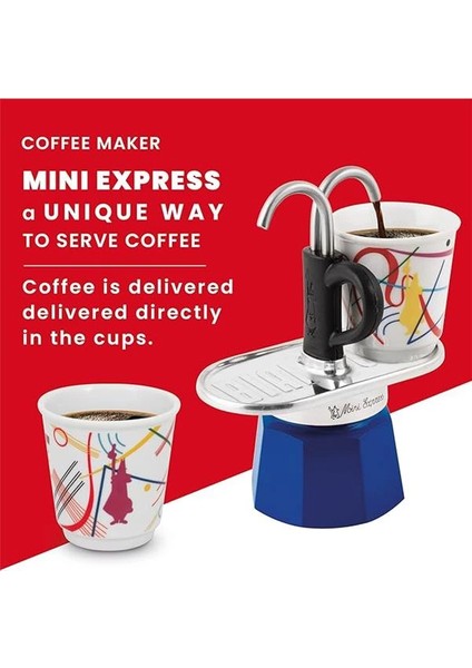 - Set Mini Express: Ocak Üstü Espresso Pişirici + 2 Cups - Kandinsky Serisi