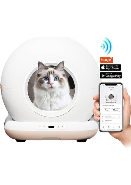 CB001 Akıllı Otomatik Kedi Tuvaleti, App ile Uzaktan Kontrol, 75LT Hazne, 7lt Çöp Haznesi fiyatları