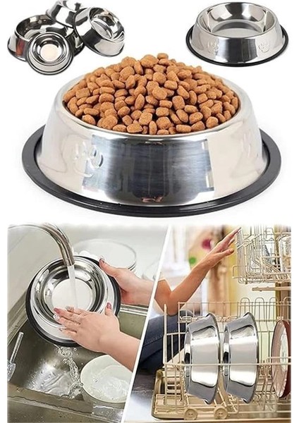 Metal Kedi ve Köpek Mama ve Su Kabı Paslanmaz Çelik Kaymaz Tabanlı modelleri