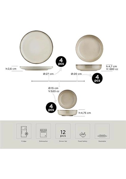 Moderna 12 Parça 4 Kişilik Yemek Takımı Tarçın indirimleri