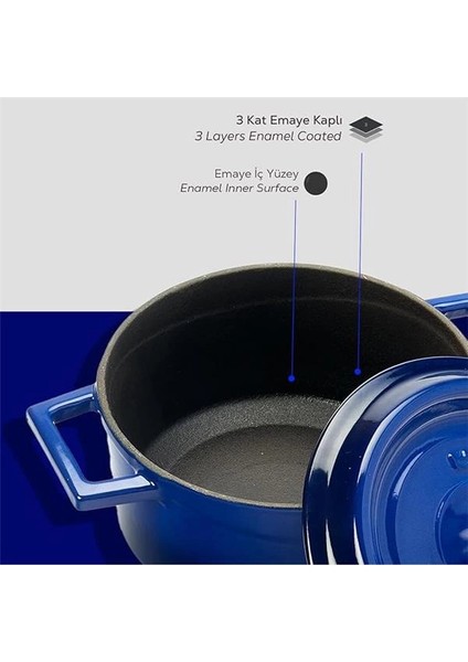 Döküm Yuvarlak Tencere, Trendy, 16CM, Mavi indirimleri