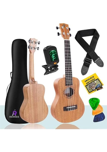 Rennes Rd-24 Concert Ukulele (Çanta Tuner Askı Metod Pena)