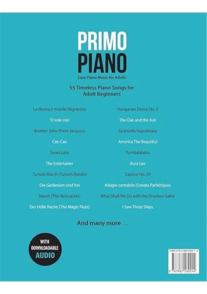 Primo Piano. Easy Piano Music For Adults: 55 Timeless Piano Songs For Adult Beginners With fiyatları