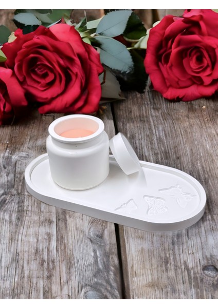 Dekoratif Sunumluk %100 Doğal Soya Mum Seti Özel Tasarım Kaplar ve Kabartmalı Sunumluk | Ev Dekorasyonu, Hediyelik ve Aromaterapi Için Zarif Seçenek