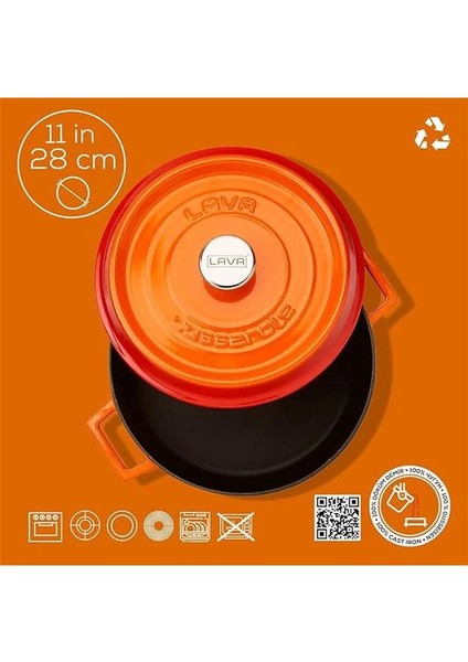 Döküm Çok Amaçlı Yayvan Tencere 28 cm Turuncu - Lv Y St 28 K2 fırsatları
