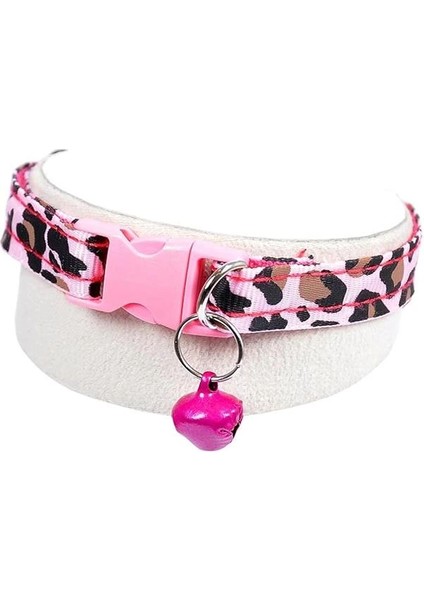 X-Perk Leopar Desenli Zilli Kedi Köpek Tasması Boyun Tasma Ayarlı 2'li Set