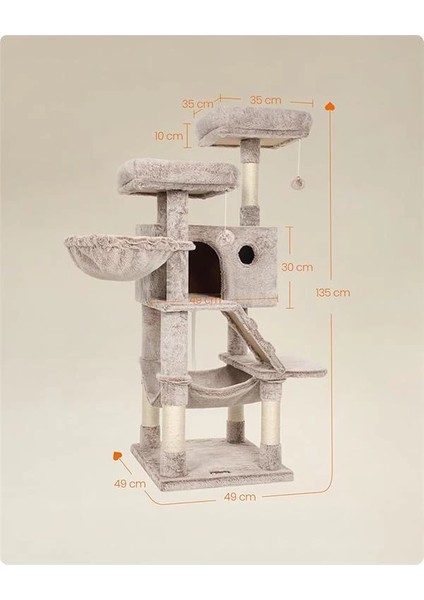 Kedi Ağacı, Yumuşak Kılıflı Kedi Ağacı, Açık Kahverengi PCT162M01