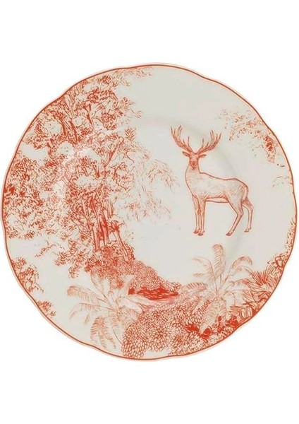 Bone Olympos 6 Kişilik 28 Parça Yemek Takımı Kırmızı Dekorlu 11573