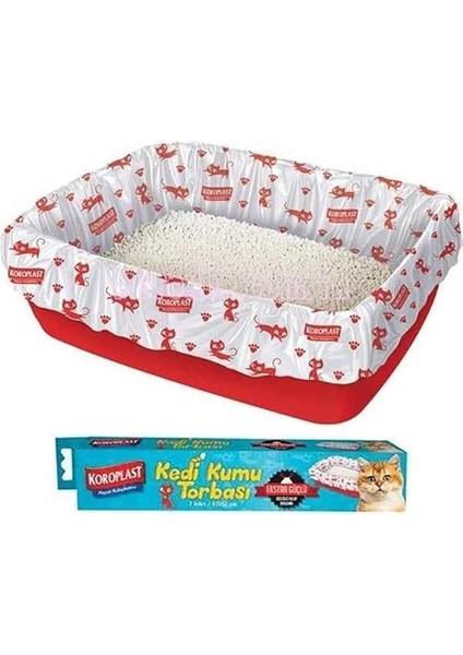 Büzgülü Kedi Kumu Poşeti 7'li Set, 82X50 cm Extra Güçlü Büzgülü Kolay Bağlama, Pratik