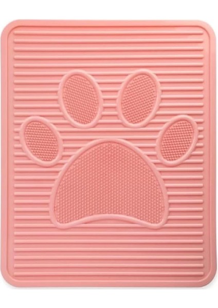 Plastik Kedi Tuvalet Paspası, Kedi Matı, Pati Desenli, 51.5 x 42.5 Cm, Kaymaz Taban