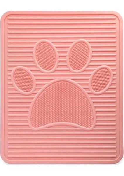Plastik Kedi Tuvalet Paspası, Kedi Matı, Pati Desenli, 51.5 x 42.5 Cm, Kaymaz Taban