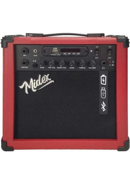 MGA-25RD Elektro Gitar Amfisi 25 Watt USB Bluetooth Şarjlı 2 Girişli