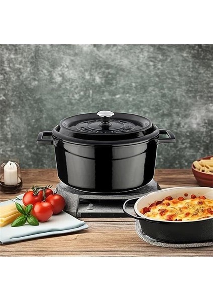 Metal Döküm Yuvarlak Tencere, 24 Cm, Siyah indirimleri