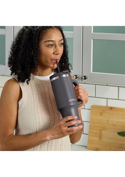 Üniseks Yetişkin Streeterville Tumbler Pipetli Yalıtımlı Su Şişesi, 1.2l, Antrasit