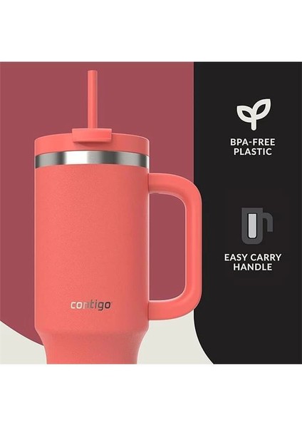 Üniseks Yetişkin Streeterville Tumbler Pipetli Yalıtımlı Su Şişesi, 1.2l, Mercan fırsatları